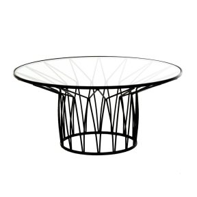 Iliadis Μαύρο Μεταλλικό Τραπέζι με Γυάλινη Επιφάνεια Φ85x40cm 84907